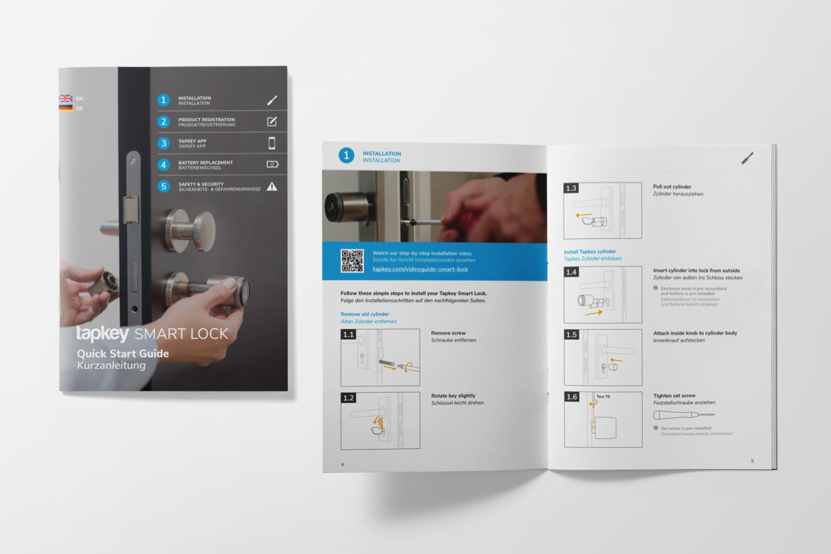 Mockup of Tapkey manual for the Tapkey Smart Lock